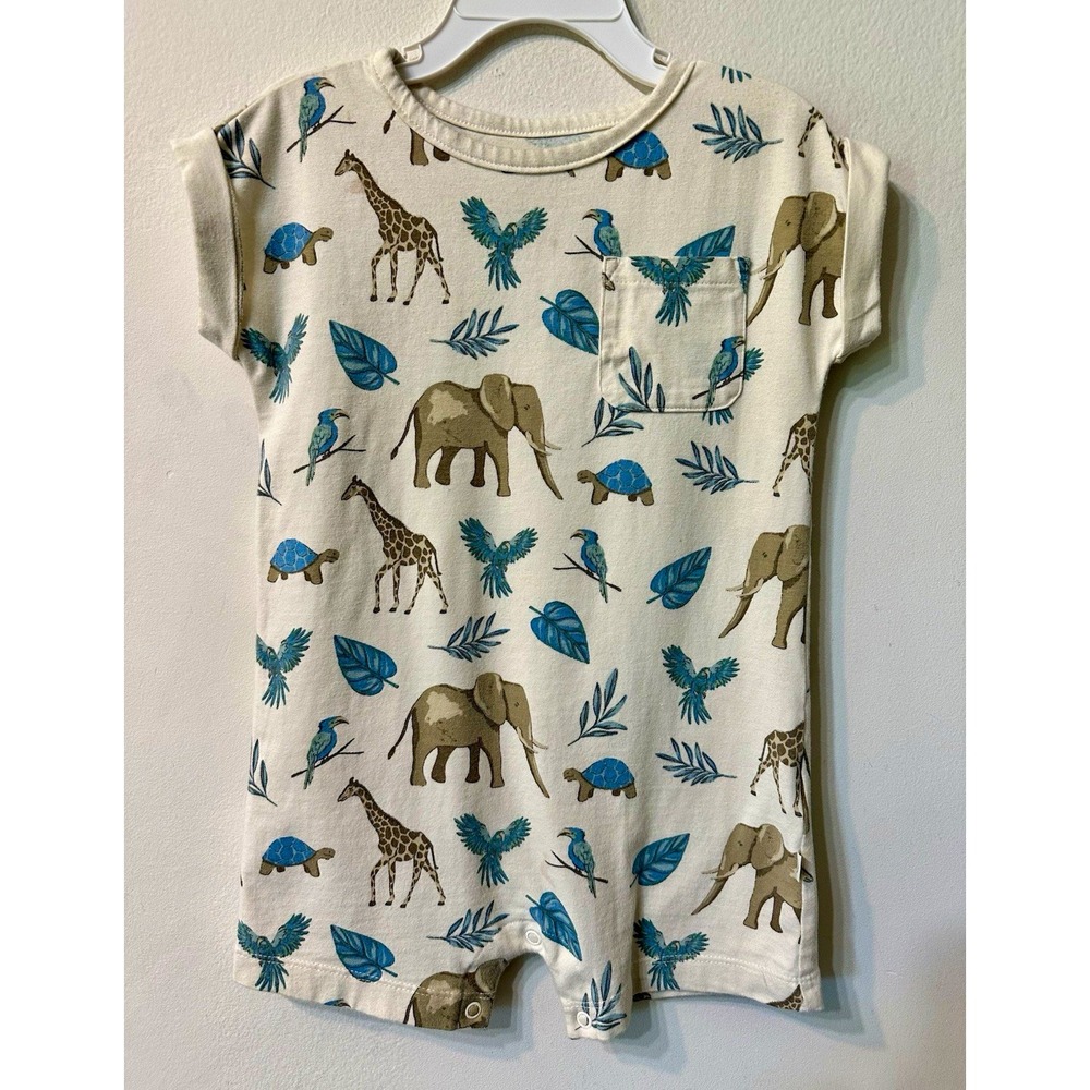 Little Planet Organic Carter's Safari Romper 24M Elephant Giraffe Shortall